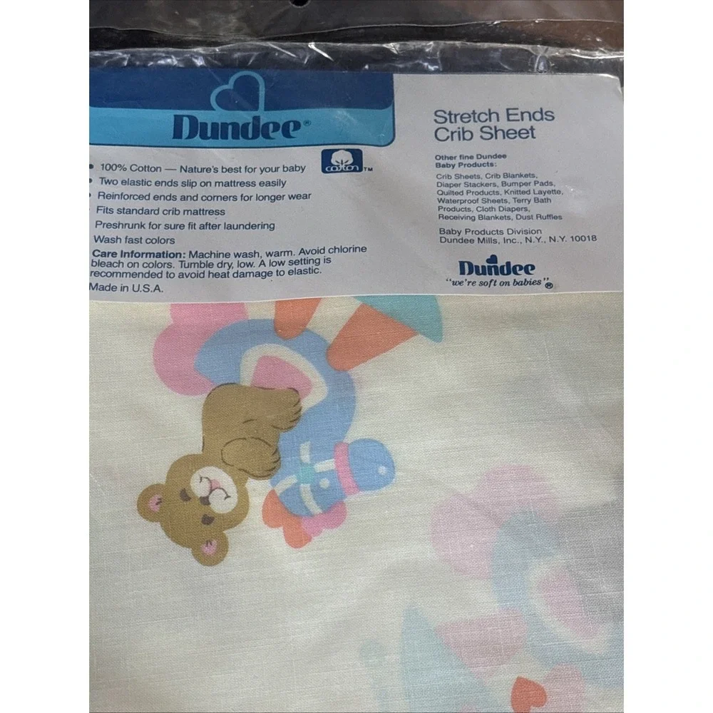Vintage Dundee 100% Cotton Crib Rocking Horse Teddy‎ Bear 28x52